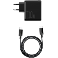 Сетевой адаптер Baseus GaN2 1C 100W + кабель Type-C Чёрный
